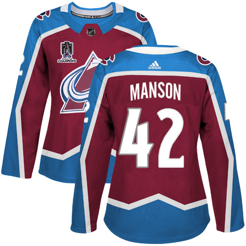 Adidas Colorado Avalanche #42 Josh Manson Burgundy Women’s 2022 Stanley Cup Champions Burgundy Home Authentic Stitched NHL Jersey Womens