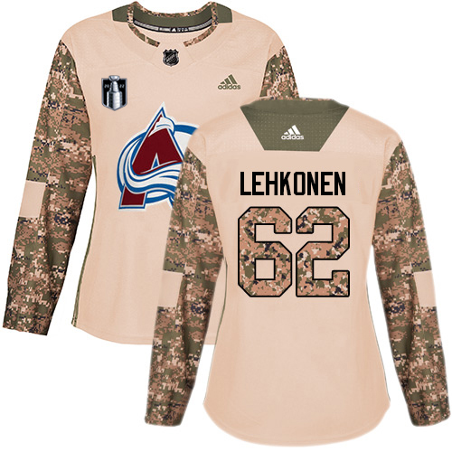 Adidas Colorado Avalanche #62 Artturi Lehkonen Camo Women’s 2022 Stanley Cup Final Patch Authentic Veterans Day Stitched NHL Jersey Womens->women nhl jersey->Women Jersey