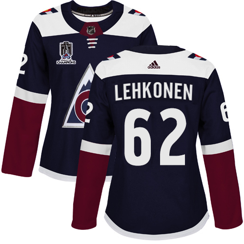 Adidas Colorado Avalanche #62 Artturi Lehkonen Navy Women’s 2022 Stanley Cup Champions Alternate Authentic Stitched NHL Jersey Womens