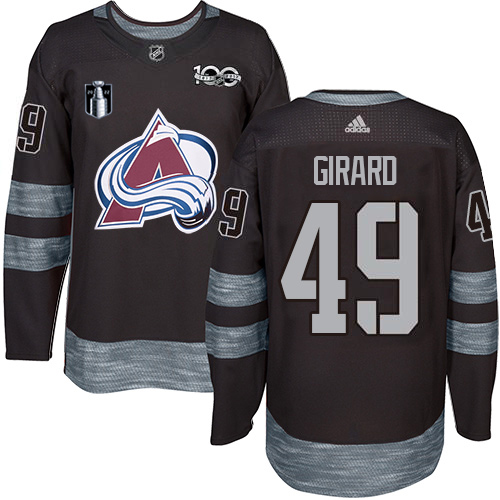 Adidas Colorado Avalanche #49 Samuel Girard Black Youth 2022 Stanley Cup Final Patch 100th Anniversary Stitched NHL Jersey Youth
