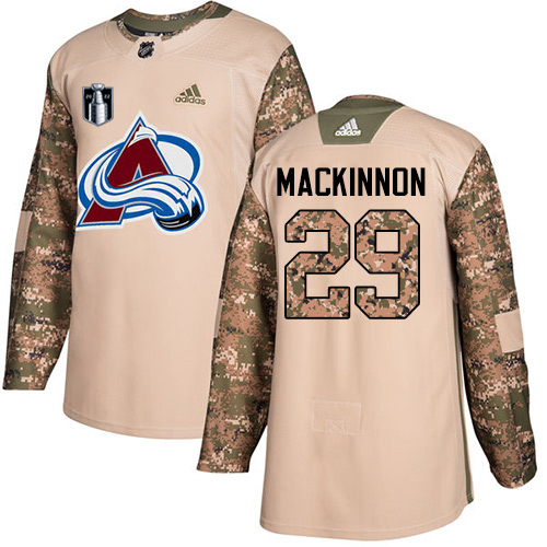 Adidas Colorado Avalanche #29 Nathan MacKinnon Youth 2022 Stanley Cup Final Patch Veterans Day Stitched NHL Jersey Youth