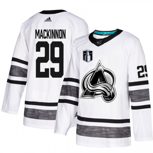 Adidas Colorado Avalanche #29 Nathan MacKinnon White Authentic Youth 2022 Stanley Cup Final Patch All-Star Stitched NHL Jersey Youth