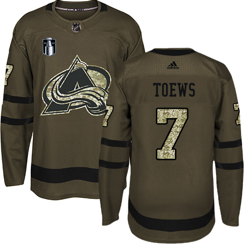 Adidas Colorado Avalanche #7 Devon Toews Green Youth 2022 Stanley Cup Final Patch Salute to Service Stitched NHL Jersey Youth