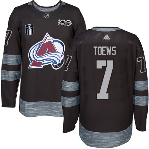 Adidas Colorado Avalanche #7 Devon Toews Black Youth 2022 Stanley Cup Final Patch 100th Anniversary Stitched NHL Jersey Youth