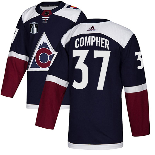 Adidas Colorado Avalanche #37 J.T. Compher Navy Youth 2022 Stanley Cup Final Patch Alternate Authentic Stitched NHL Jersey Youth