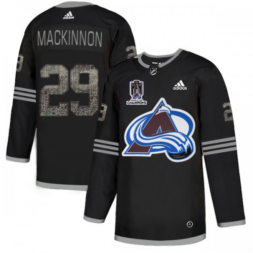 Adidas Colorado Avalanche #29 Nathan MacKinnon Black Youth 2022 Stanley Cup Champions Authentic Classic Stitched NHL Jersey Youth