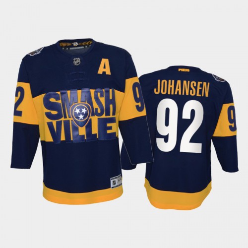 Adidas Nashville Predators #92 Ryan Johansen Youth 2022 Stadium Series Game NHL Jersey – Navy Youth->youth nhl jersey->Youth Jersey