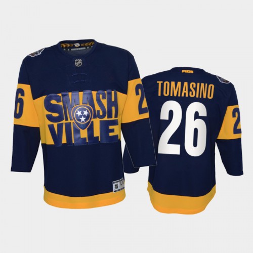 Adidas Nashville Predators #26 Philip Tomasino Youth 2022 Stadium Series Game NHL Jersey – Navy Youth->nashville predators->NHL Jersey