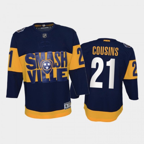 Adidas Nashville Predators #21 Nick Cousins Youth 2022 Stadium Series Game NHL Jersey – Navy Youth->youth nhl jersey->Youth Jersey