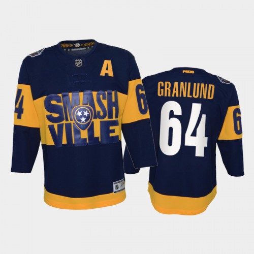 Adidas Nashville Predators #64 Mikael Granlund Youth 2022 Stadium Series Game NHL Jersey – Navy Youth->youth nhl jersey->Youth Jersey