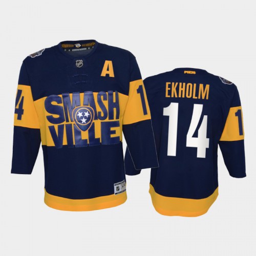 Adidas Nashville Predators #14 Mattias Ekholm Youth 2022 Stadium Series Game NHL Jersey – Navy Youth->los angeles kings->NHL Jersey