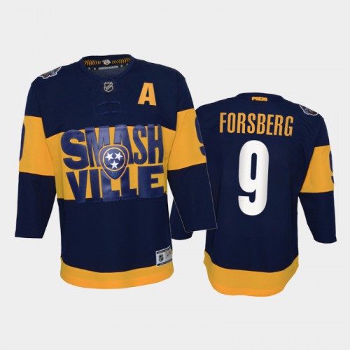 Adidas Nashville Predators #9 Filip Forsberg Youth 2022 Stadium Series Game NHL Jersey – Navy Youth->youth nhl jersey->Youth Jersey