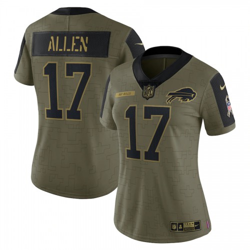 Buffalo Buffalo Bills #17 Josh Allen Olive Nike Women’s 2021 Salute To Service Limited Player Jersey Womens->buffalo bills->NFL Jersey