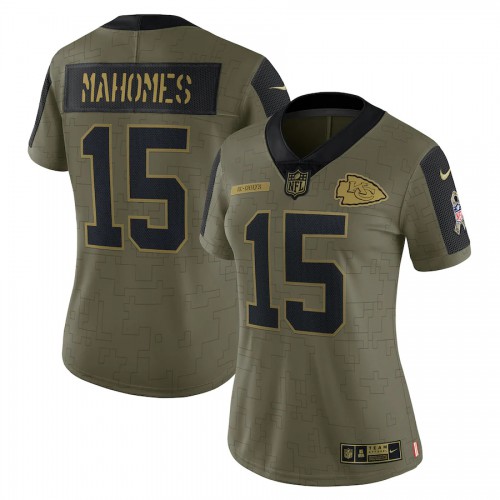 Kansas City Kansas City Chiefs #15 Patrick Mahomes Olive Nike Women’s 2021 Salute To Service Limited Player Jersey Womens->women nfl jersey->Women Jersey