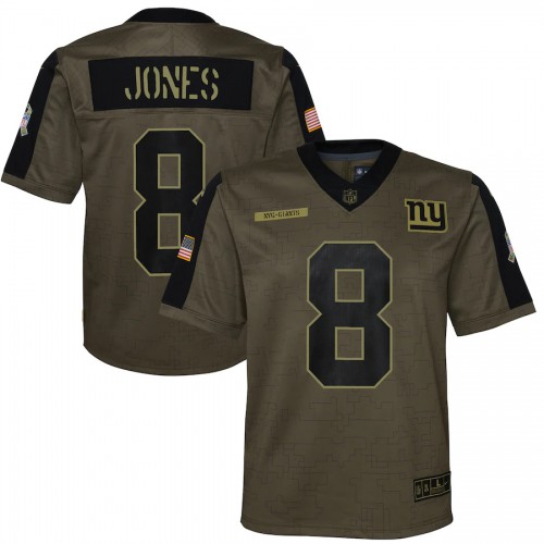 New York New York Giants #8 Daniel Jones Olive Nike Youth 2021 Salute To Service Game Jersey Youth->new york knicks->NBA Jersey