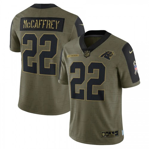 Carolina Carolina Panthers #22 Christian McCaffrey Olive Nike 2021 Salute To Service Limited Player Jersey Men’s->carolina panthers->NFL Jersey