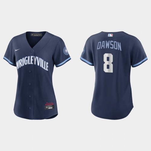 Chicago Chicago Cubs #8 Andre Dawson Women’s Nike 2021 City Connect Navy MLB Jersey Womens->women mlb jersey->Women Jersey