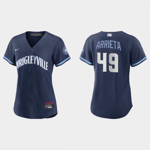 Chicago Chicago Cubs #49 Jake Arrieta Women’s Nike 2021 City Connect Navy MLB Jersey Womens->chicago cubs->MLB Jersey
