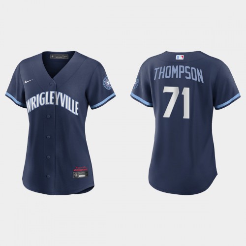 Chicago Chicago Cubs #71 Keegan Thompson Women’s Nike 2021 City Connect Navy MLB Jersey Womens->women mlb jersey->Women Jersey