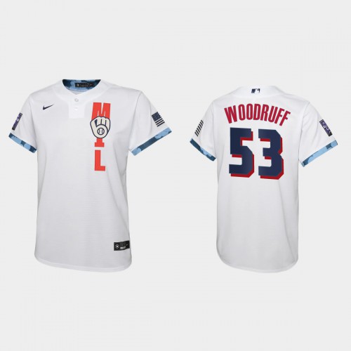 Milwaukee Milwaukee Brewers #53 Brandon Woodruff Youth 2021 Mlb All Star Game White Jersey Youth->milwaukee brewers->MLB Jersey