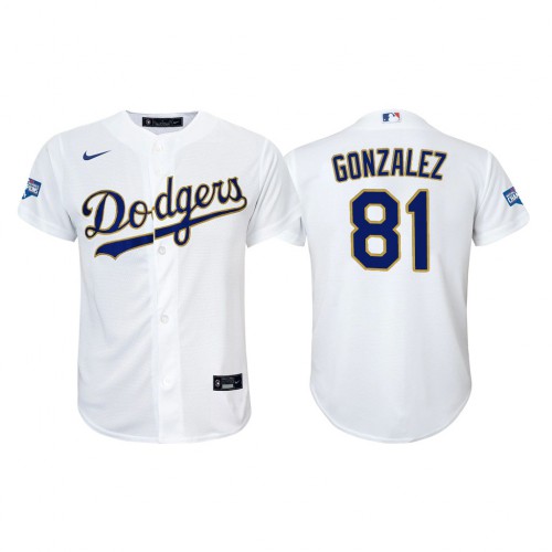 Los Angeles Los Angeles Dodgers #81 Victor Gonzalez Youth Nike 2021 Gold Program World Series Champions MLB Jersey Whtie Youth->youth mlb jersey->Youth Jersey