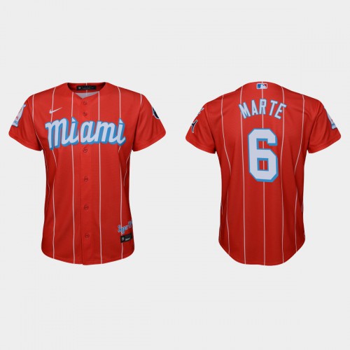 Miami Miami Marlins #6 Starling Marte Youth Nike 2021 City Connect Authentic MLB Jersey Red Youth->youth mlb jersey->Youth Jersey