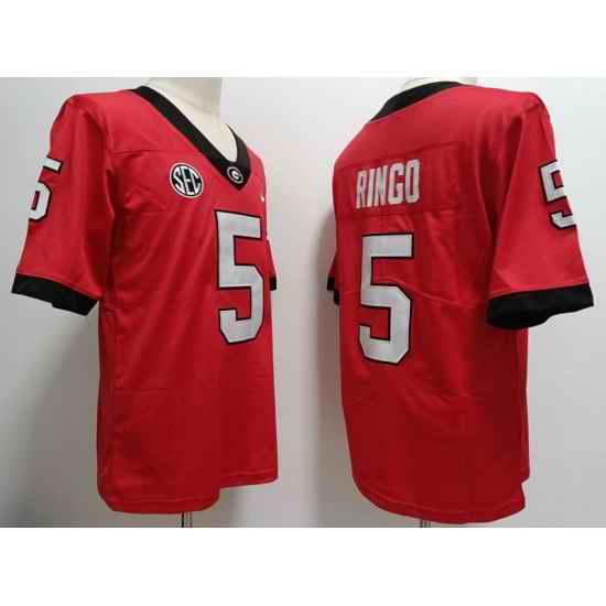 Men Georgia Bulldogs #5 Kelee Ringo Red College Football Jersey->georgia bulldogs->NCAA Jersey