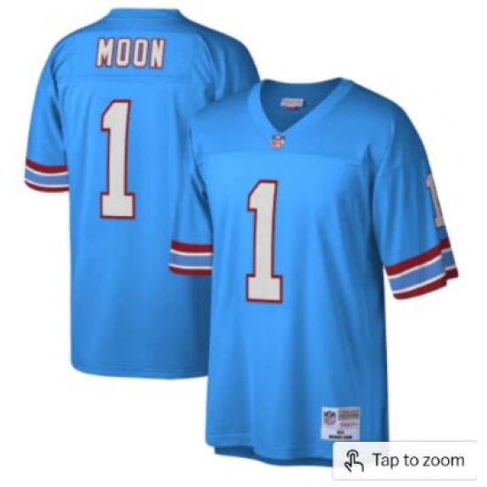 Men NFL Houston Oilers Mitchell Ness Warren Moon Blue Throwback Jersey->san francisco 49ers->NFL Jersey
