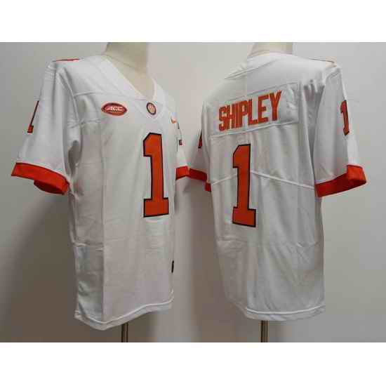 Men Clemson Tigers #1 Will Shipley College White Football Game Jersey->florida gators->NCAA Jersey