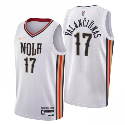 New Orleans New Orleans Pelicans #17 Jonas Valanciunas Men’s Nike White 2021/22 Swingman NBA Jersey – City Edition Men’s->new orleans pelicans->NBA Jersey