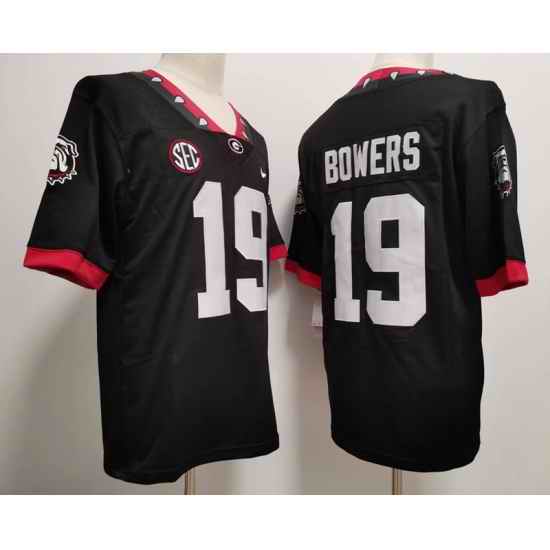 Men Georgia Bulldogs #19 Brock Bowers Black College Football Game Jersey II