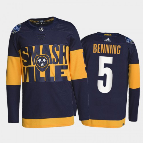 Adidas Nashville Predators #5 Matt Benning Men’s 2022 Stadium Series Authentic NHL Jersey – Navy Men’s->youth nhl jersey->Youth Jersey