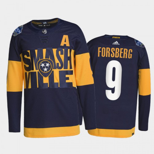 Adidas Nashville Predators #9 Filip Forsberg Men’s 2022 Stadium Series Authentic NHL Jersey – Navy Men’s->nashville predators->NHL Jersey