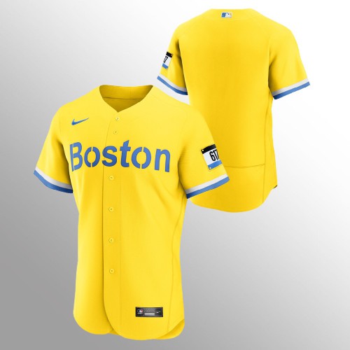 Boston Boston Red Sox Men’s Nike 2021 City Connect Gold Authentic MLB Jersey Men’s->women mlb jersey->Women Jersey
