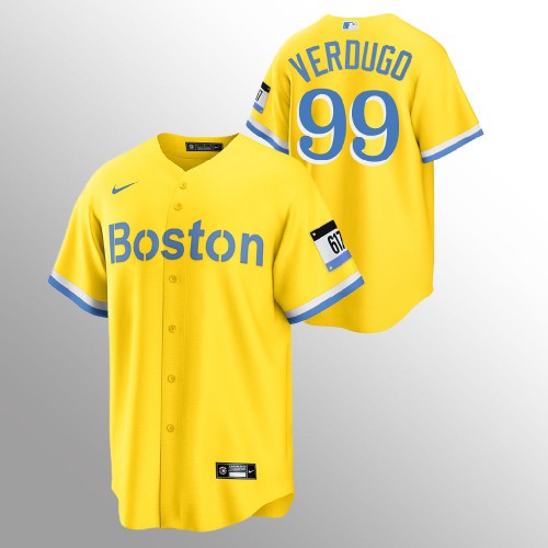 Boston Boston Red Sox #99 Alex Verdugo Men’s Nike 2021 City Connect Gold Fans Version MLB Jersey Men’s->women mlb jersey->Women Jersey