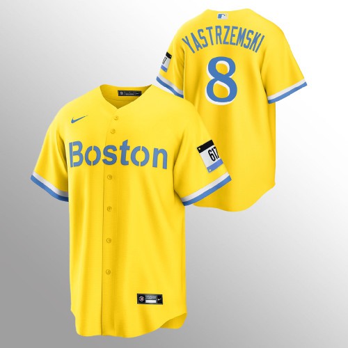 Boston Boston Red Sox #8 Carl Yastrzemski Men’s Nike 2021 City Connect Gold Fans Version MLB Jersey Men’s->women mlb jersey->Women Jersey