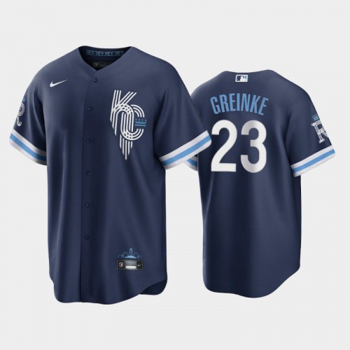 Kansas City Kansas City Royals #23 Zack Greinke Men’s Nike Game Replica 2022 City Connect Navy Jersey Men’s