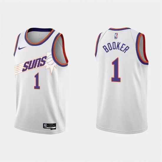 Men Phoenix Suns #1 Devin Booker White Association Edition Stitched Jersey