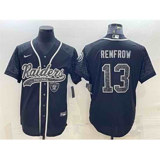 Men Las Vegas Raiders #13 Hunter Renfrow Black Reflective With Patch Cool Base Stitched Baseball Jersey->las vegas raiders->NFL Jersey