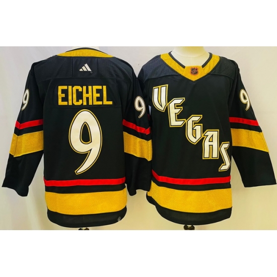 Men Vegas Golden Knights #9 Jack Eichel Black 2022 23 Reverse Retro Stitched NHL Jersey->vancouver canucks->NHL Jersey