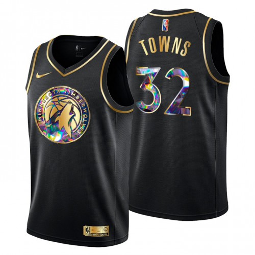 Minnesota Minnesota Timberwolves #32 Karl-Anthony Towns Men’s Golden Edition Diamond Logo 2021/22 Swingman Jersey – Black Men’s->minnesota timberwolves->NBA Jersey