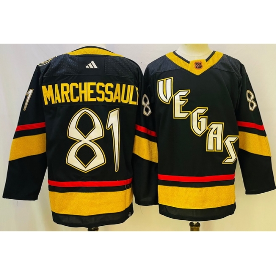 Men Vegas Golden Knights 81 Jonathan Marchessault Black 2022 #23 Reverse Retro Stitched NHL Jersey->vancouver canucks->NHL Jersey