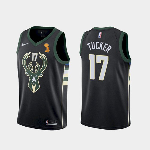 Nike Milwaukee Bucks #17 P.J. Tucker Women’s 2021 NBA Finals Champions Swingman Statement Edition Jersey Black Womens->youth nba jersey->Youth Jersey