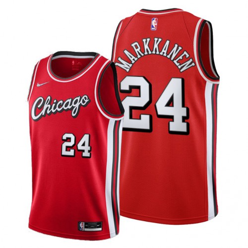 Chicago Chicago Bulls #24 Lauri Markkanen Women’s 2021-22 City Edition Red NBA Jersey Womens->youth nba jersey->Youth Jersey