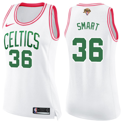 Nike Boston Celtics #36 Marcus Smart White/Pink Women’s 2022 NBA Finals Swingman Fashion Jersey Womens->youth nba jersey->Youth Jersey