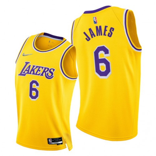 Nike Los Angeles Lakers #6 LeBron James Women’s 2021-22 75th Diamond Anniversary NBA Jersey Gold Womens