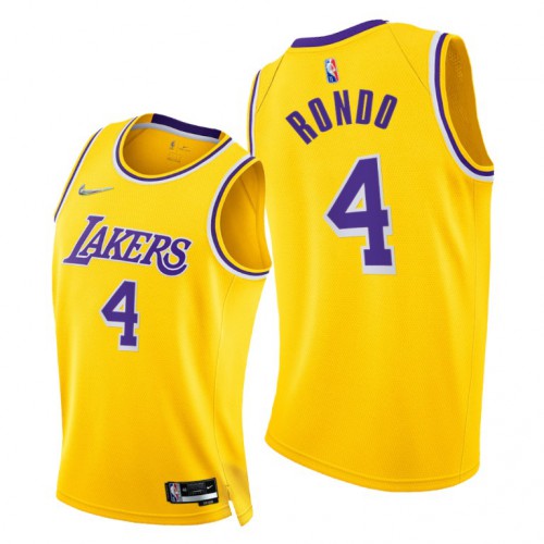 Nike Los Angeles Lakers #4 Rajon Rondo Women’s 2021-22 75th Diamond Anniversary NBA Jersey Gold Womens->youth nba jersey->Youth Jersey