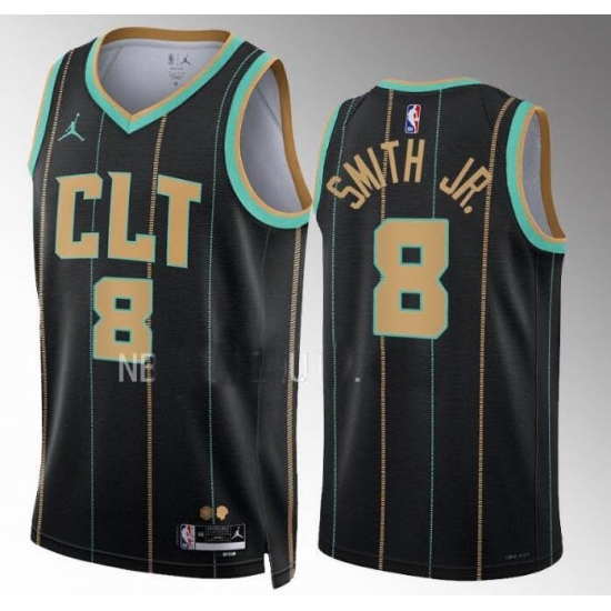 Charlotte Hornets Dennis Smith Jr. 2022-23 City Edition Black #8 Jersey Swingman->anaheim ducks->NHL Jersey