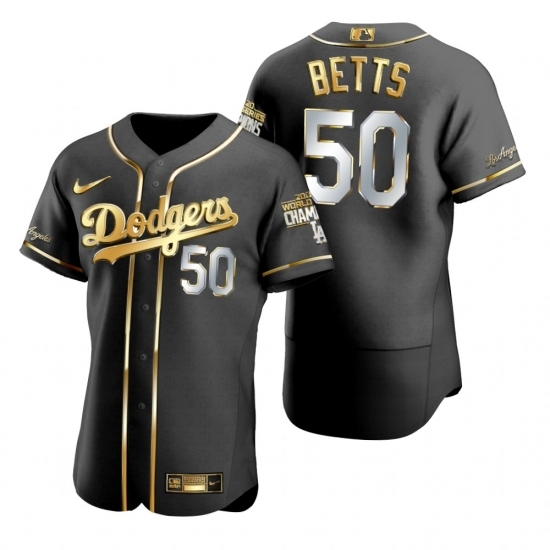 Youth Los Angeles Dodgers #50 Mookie Betts Black 2020 World Series Champions Gold Edition Jersey->new york mets->MLB Jersey