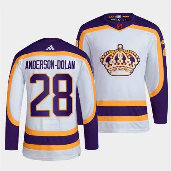 Men Los Angeles Kings #28 Jaret Anderson Dolan White 2022 Reverse Retro Stitched Jersey->minnesota wild->NHL Jersey